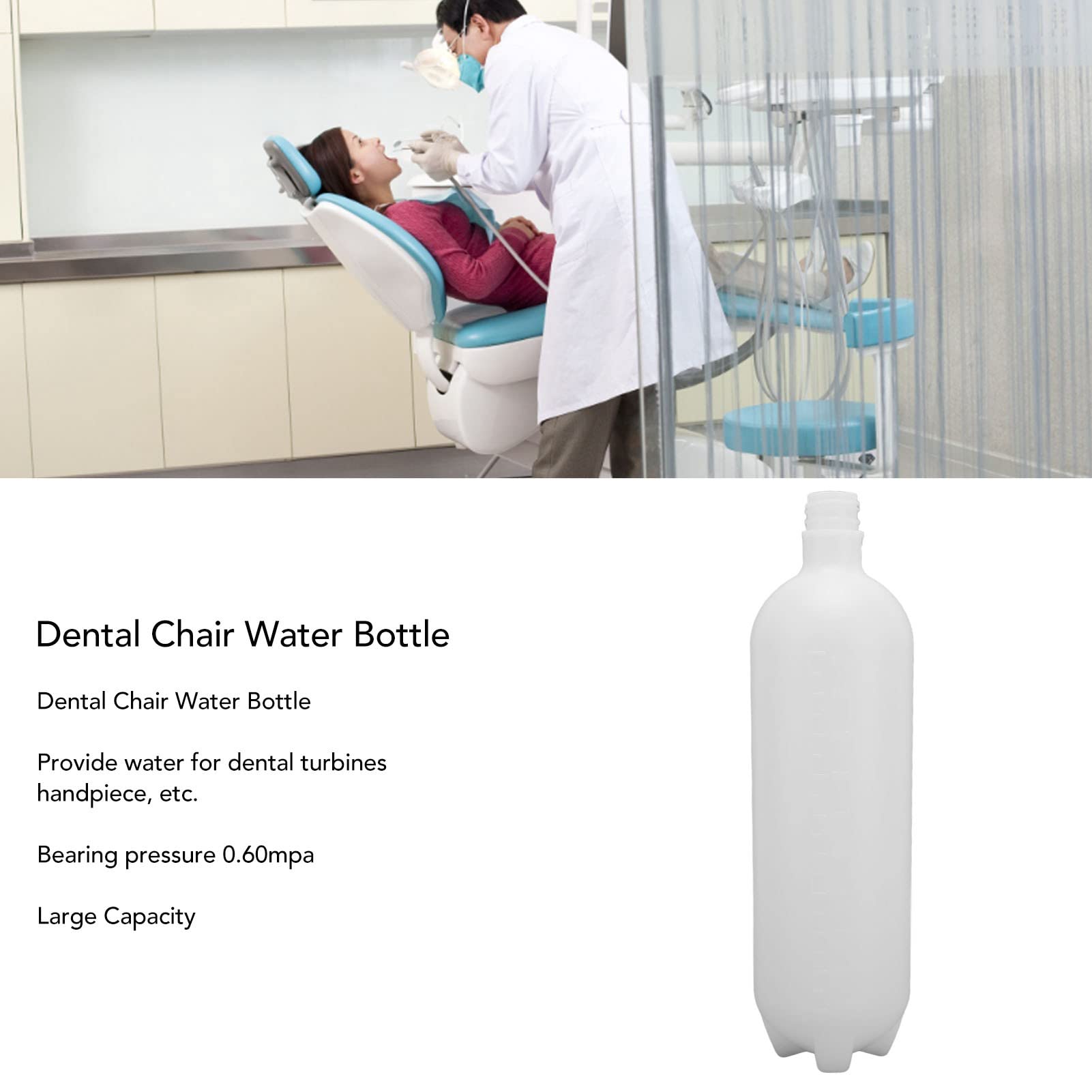 Dental Chair Water Bottle, Dental Chair Water Storage Bottle Milk White Dental Turbines Plasitc Water Bottle Replacement Accessory(1000ML)