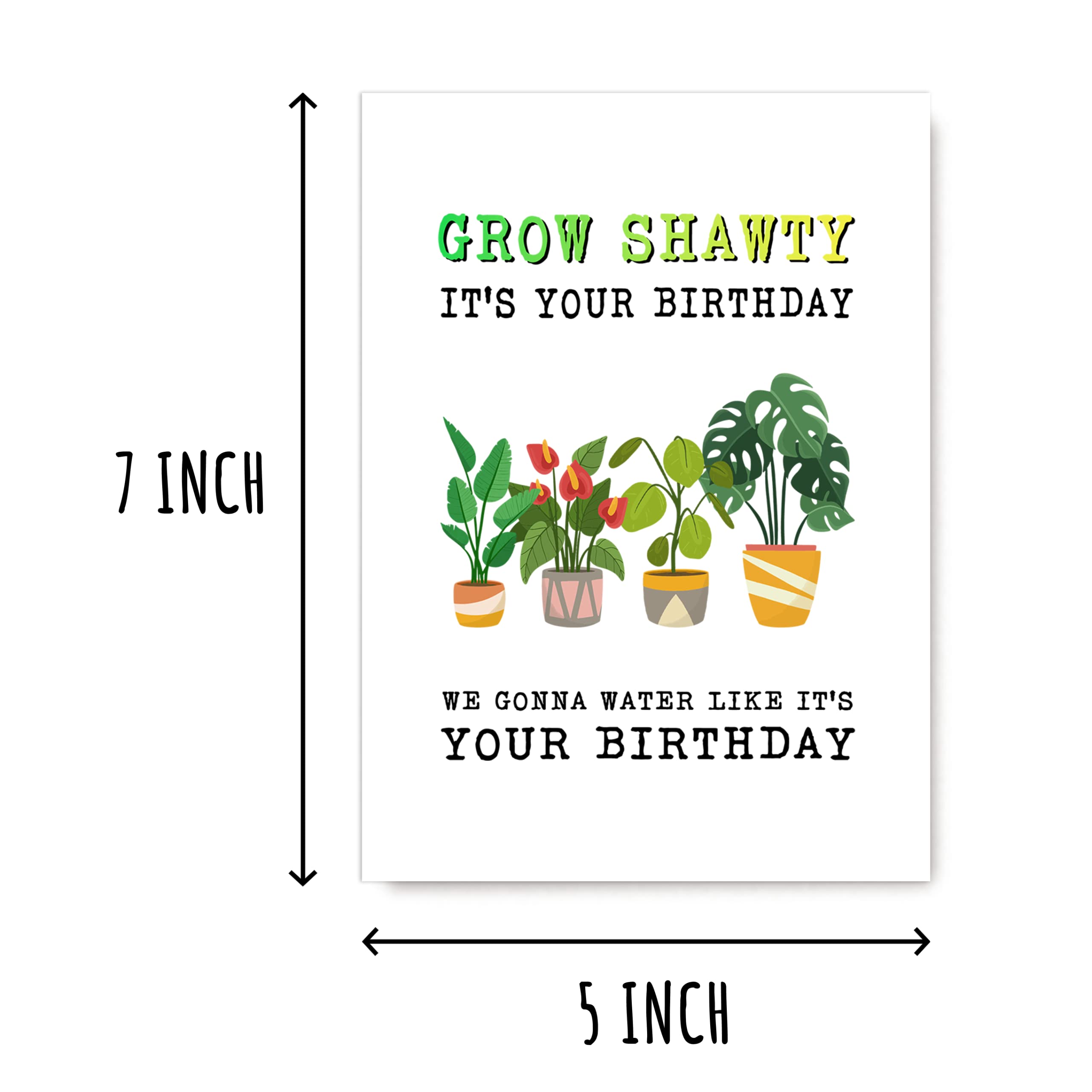 OystersPearl Grow Shawty It's Your Birthday Card - Funny Plants Birthday Card - Plant Lady Birthday Greeting Card - Plant's Card - Birthday Card