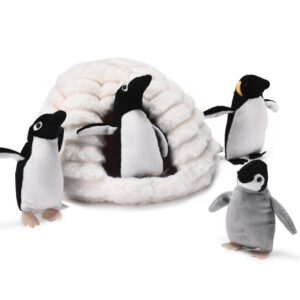 snug a babies penguin stuffed animal set - 4 soft and cuddly plush penguins with igloo - perfect penguin plush toy for kids to play, cuddle, and uplift social skills - soft, huggable, and safe