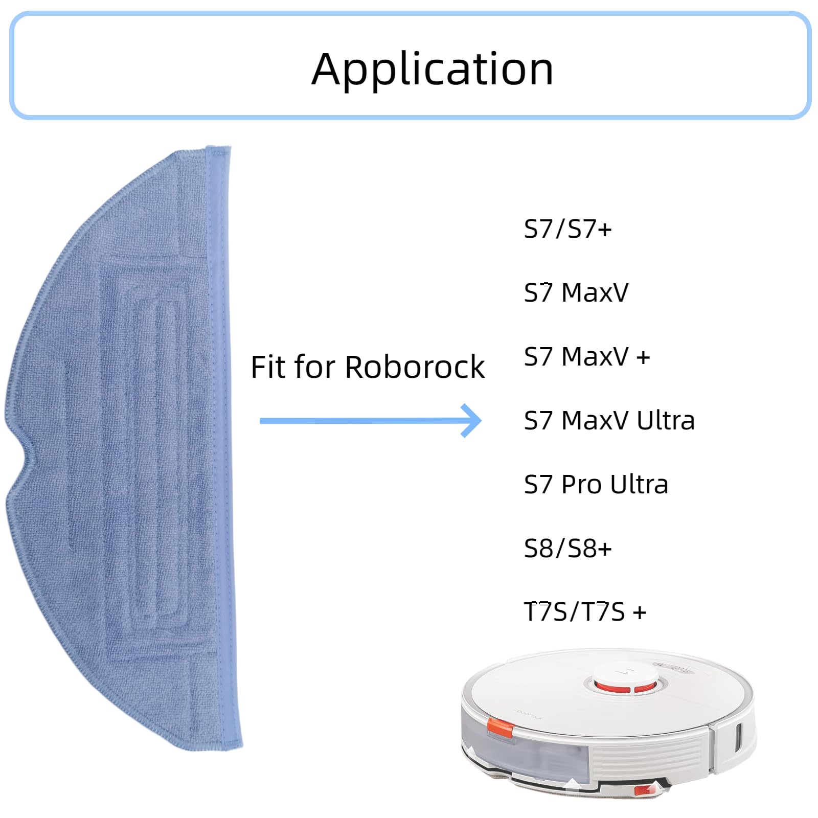 Bumooby 4 Pcs Microfibe Mop Pads for Roborock S7/S7+/S7 MaxV/S7 MaxV Plus/S7 MaxV Ultra/S7 Pro/S8/S8+/T7S/T7S Plus e Vacuum Cloth Mop Cleaner Machine Washable Reusable VibraRise Replacement Pad