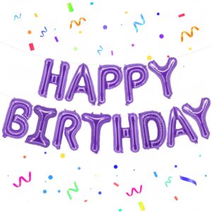 katchon, purple happy birthday balloons - 16 inch, helium supported | foil happy birthday balloons purple for unicorn birthday decorations | happy birthday balloon banner, purple birthday decorations