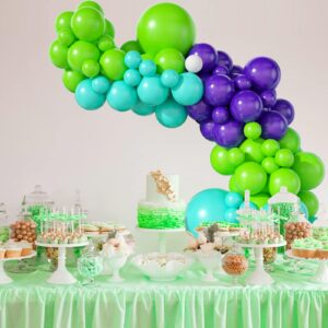 Green Purple Balloon Arch Garland Kit, Green Purple Balloon Arch Kit Blue Balloons, Party Balloon for Boys Girls Birthday Party Baby Shower Wedding Bridal Shower Decorations