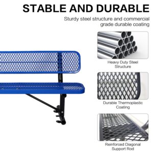 SUNDALY 6 Feet Heavy Duty Metal Park Bench with Back for Outside, Outdoor Bench with Portable Frame