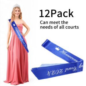 Jexine 12 Packs Homecoming Court Sash 2023 72 Inches x 4 Inches Blue and White Satin Homecoming Sash for King High School Dance Queen Graduation Party Accessories