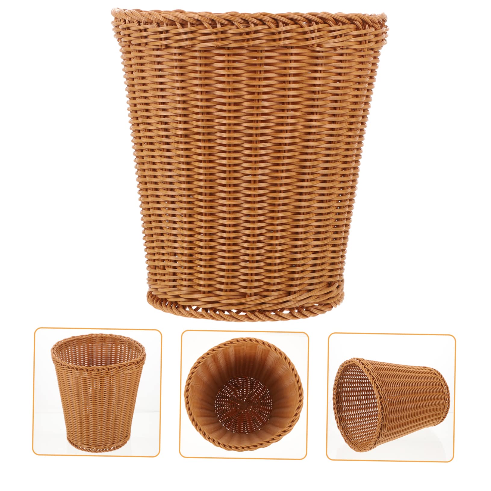 OKUMEYR Trash Can, Plastic, Brown, Open-Top