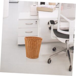 OKUMEYR Trash Can, Plastic, Brown, Open-Top