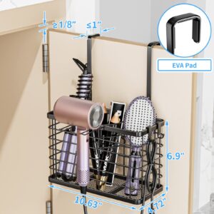 Ovicar Hair Dryer Holder - 3-in-1 Hair Tool Organizer Blow Dryer Holder Adjustable Height Wall Mounted/Cabinet Door Bathroom Organizer Storage for Hair Dryer, Flat Irons, Curling Wands, Straighteners