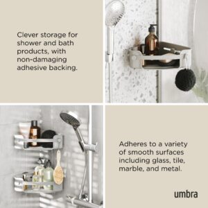 Umbra Flex Adhesive Shower Corner Shelf for Bathroom, Grey