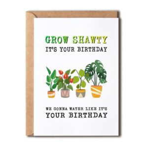 oysterspearl grow shawty it's your birthday card - funny plants birthday card - plant lady birthday greeting card - plant's card - birthday card