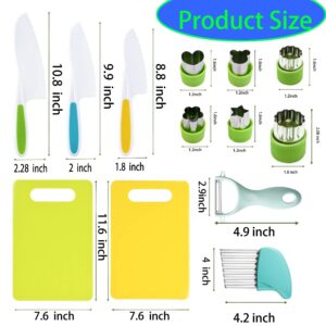 Yuanwovv 13Pcs Montessori Kitchen Tools for Toddlers，Safe Knives Cooking Set, Kids Knives for Real Cooking Toddler Knife Set，with Plastic Toddler Safe Knives Crinkle Cutter Kids Cutting Board.