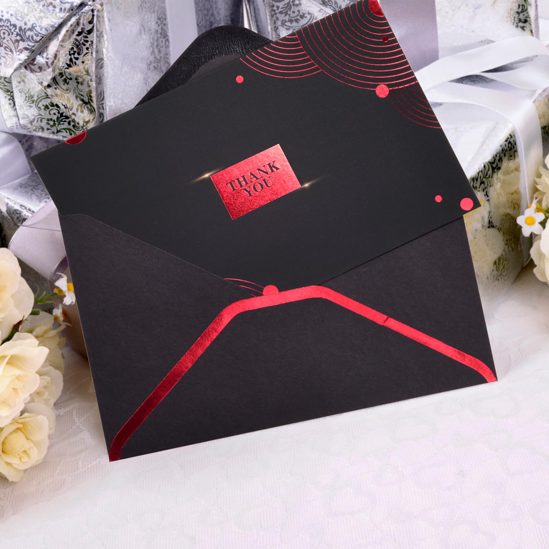 36 Pack Red Gold Foil Embossed Thank You Cards with Envelopes & Stickers,Thank You Cards Business,Thank You Notes,Suitable for Weddings,Graduations,Small Businesses,Corporate Events,Invitations