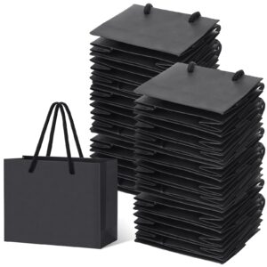 honoson 100 pcs thicken small gift bags with handles, 3.9 x 4.7 x 2.4 inch mini small paper bags goodie bags shopping bags for small business party wedding gift wrap bags(black)