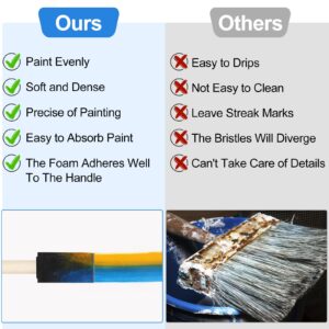 40 Pcs Foam Brush,1” Foam Paint Brushes, Wood Handle Sponge Paint Brush, Foam Brushes for Painting for Staining, Varnishes, and DIY Craft Projects