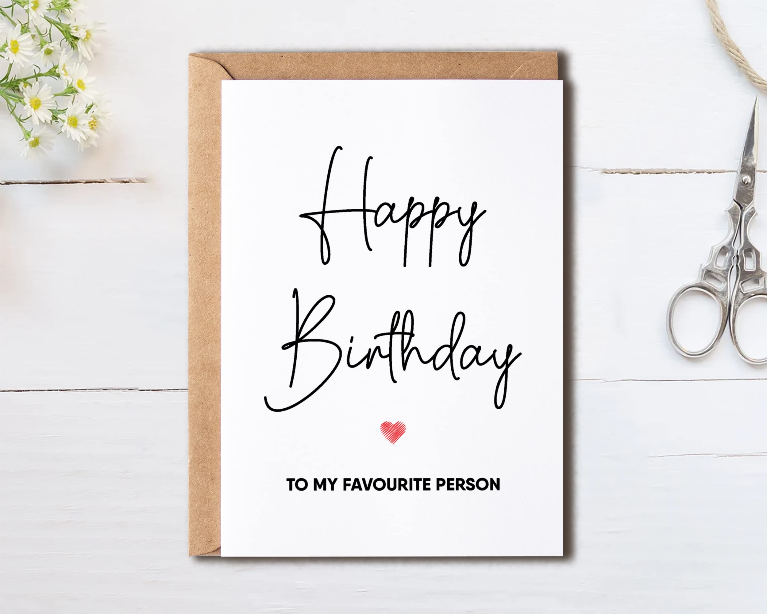 OystersPearl Happy Birthday To My Favourite Person - Birthday Card - Romantic Birthday Card - Valentine Card - Birthday Card - I Love You Card