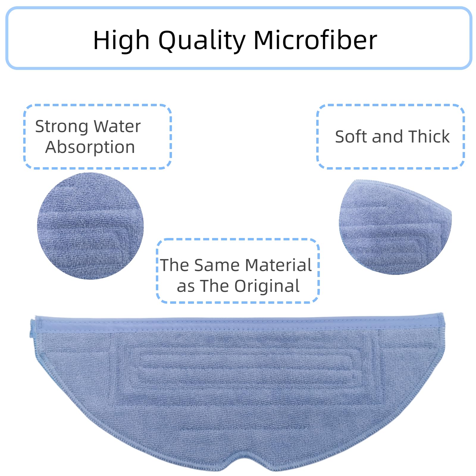 Bumooby 4 Pcs Microfibe Mop Pads for Roborock S7/S7+/S7 MaxV/S7 MaxV Plus/S7 MaxV Ultra/S7 Pro/S8/S8+/T7S/T7S Plus e Vacuum Cloth Mop Cleaner Machine Washable Reusable VibraRise Replacement Pad