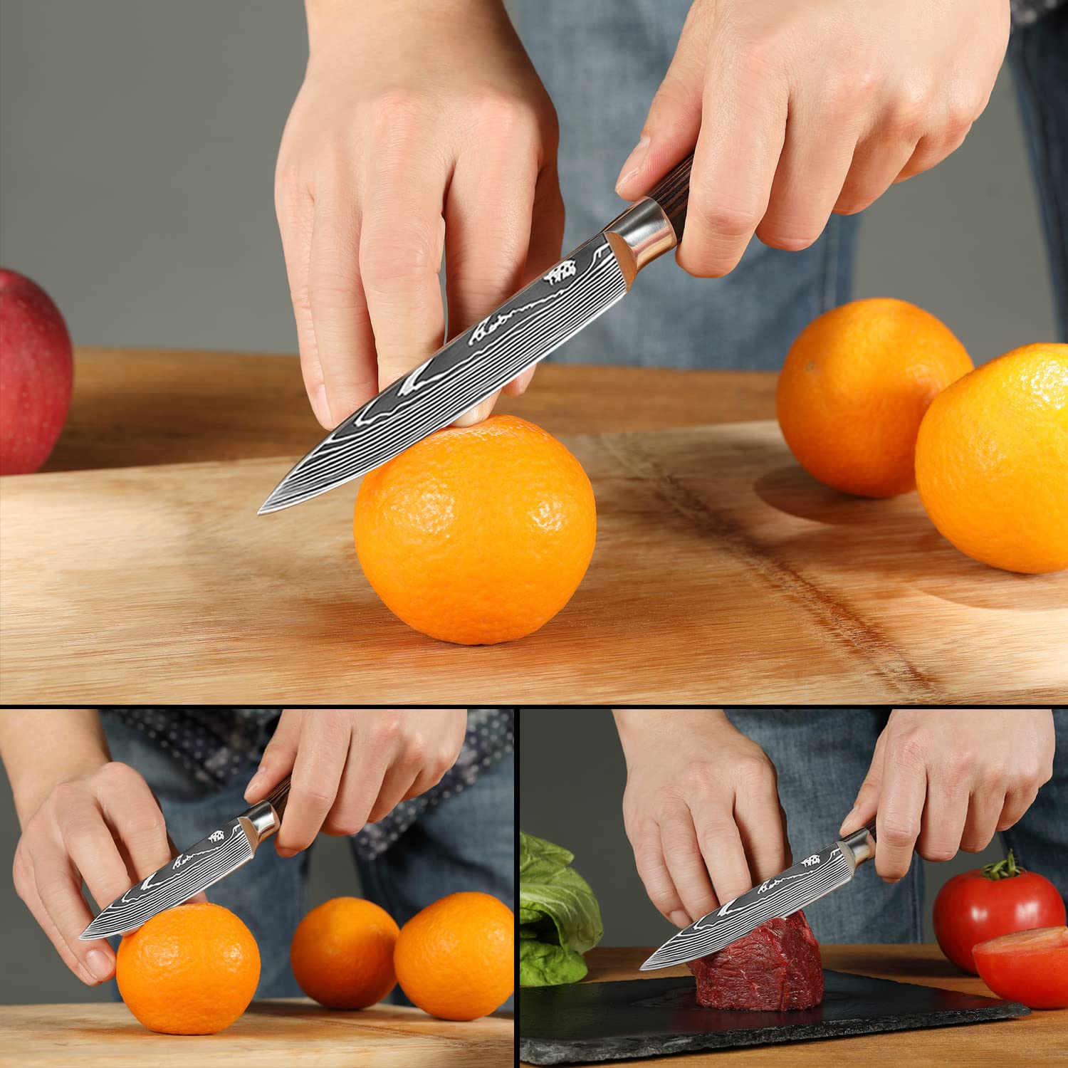 ANBFF Paring Knife, 3.5'' Fruit Knife and 5'' Chef Knife Set, Sharp High Carbon Stainless Steel Small Kitchen Utility Knives, Forged Peeling and Vegetable Knife with Gift Box