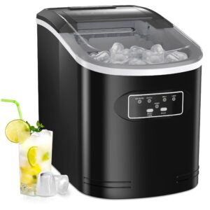 silonn ice maker machine countertop, 26 lbs in 24 hours, 9 cubes ready in 6 mins, self-clean ice maker compact portable ice maker with ice scoop and basket