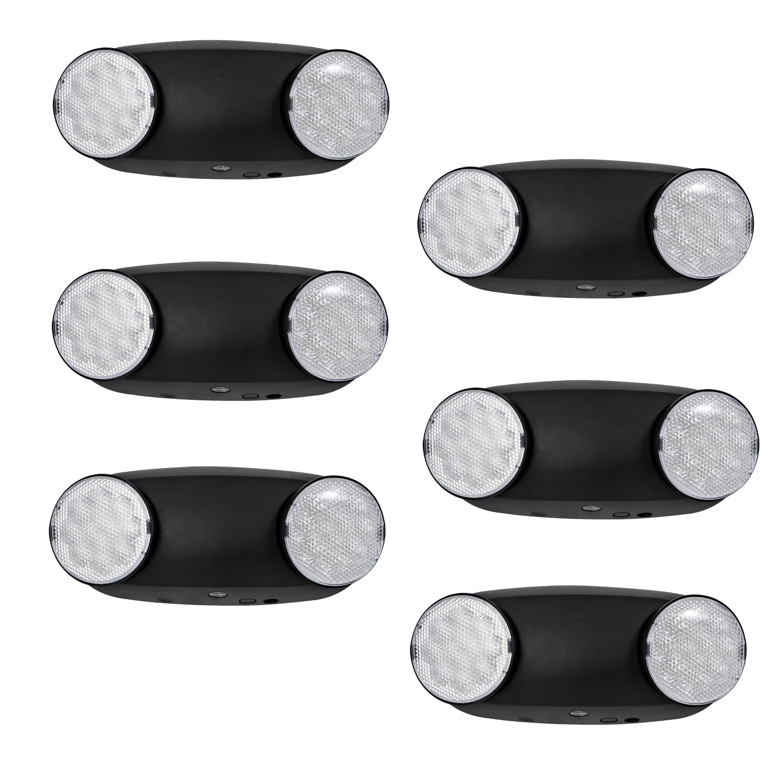 TANLUX LED Emergency Lights with Battery Backup, Hardwired Emergency Exit Light Fixtures for Business - 6 Pack(Black)