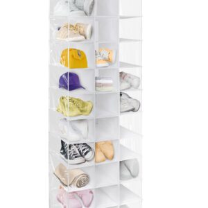 Libeder Hanging Closet Organizers 30 Section Shoe Shelves, Shoe Storage Hanging Shoe Rack, Space Saving Shoe Holder, White