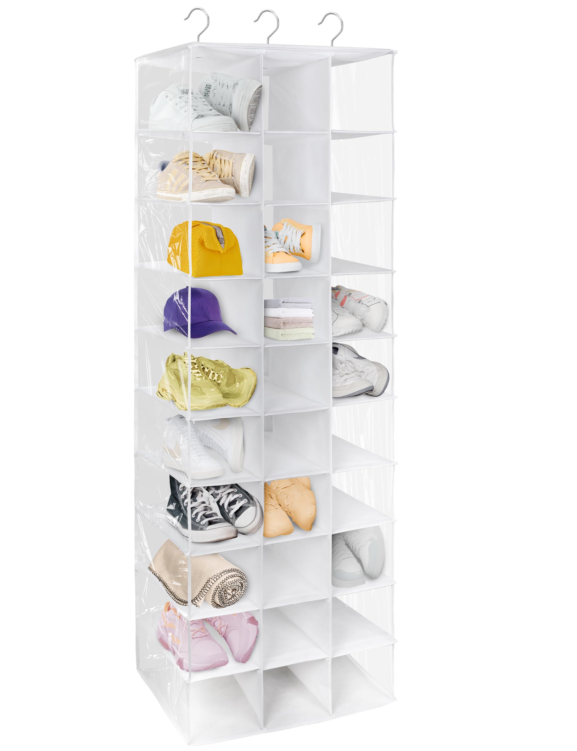 Libeder Hanging Closet Organizers 30 Section Shoe Shelves, Shoe Storage Hanging Shoe Rack, Space Saving Shoe Holder, White