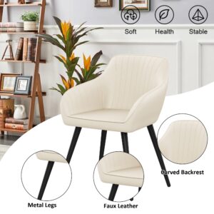 annjoe Faux Leather Accent Chair Arm Chairs Living Room Chairs Leisures Chair Upholstered Chair with Metal Legs Set of 2 for Home Kitchen Office Bistro Cafe