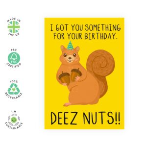 CENTRAL 23 Funny Birthday Cards For Men Women - Deez Nutz! - Friend Birthday Card Female - Gag Jokes Humor Gifts For Him Her - Comes With Fun Stickers