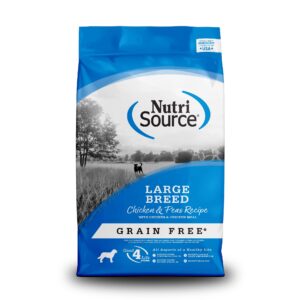 nutrisource grain free dry dog food for large breeds, chicken and peas, 26lb