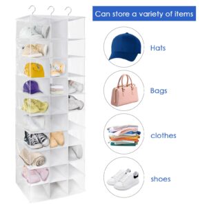 Libeder Hanging Closet Organizers 30 Section Shoe Shelves, Shoe Storage Hanging Shoe Rack, Space Saving Shoe Holder, White