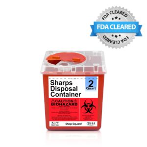 Sharps Containers for Home and Professional Use, 2 Quart Needle Disposal Containers (3 Pack) Syringe Disposal Container Home, Biohazard Containers, Small Sharps Container