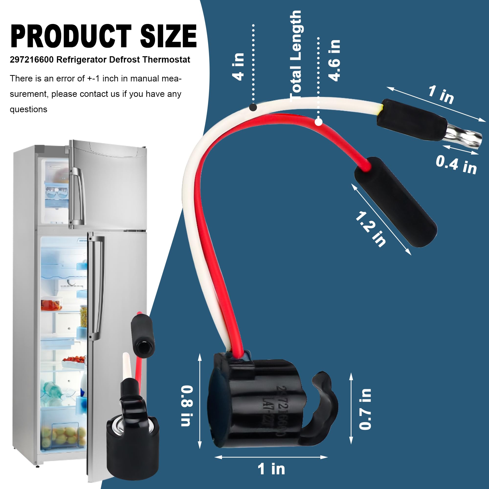 puxyblue 297216600 Refrigerator Defrost Thermostat for Frigi-Daire Elec-Trolux Ken-More Freezer Defrost Thermostat Replaces 216731000 216872200 218673001 7216872200 AP4374171