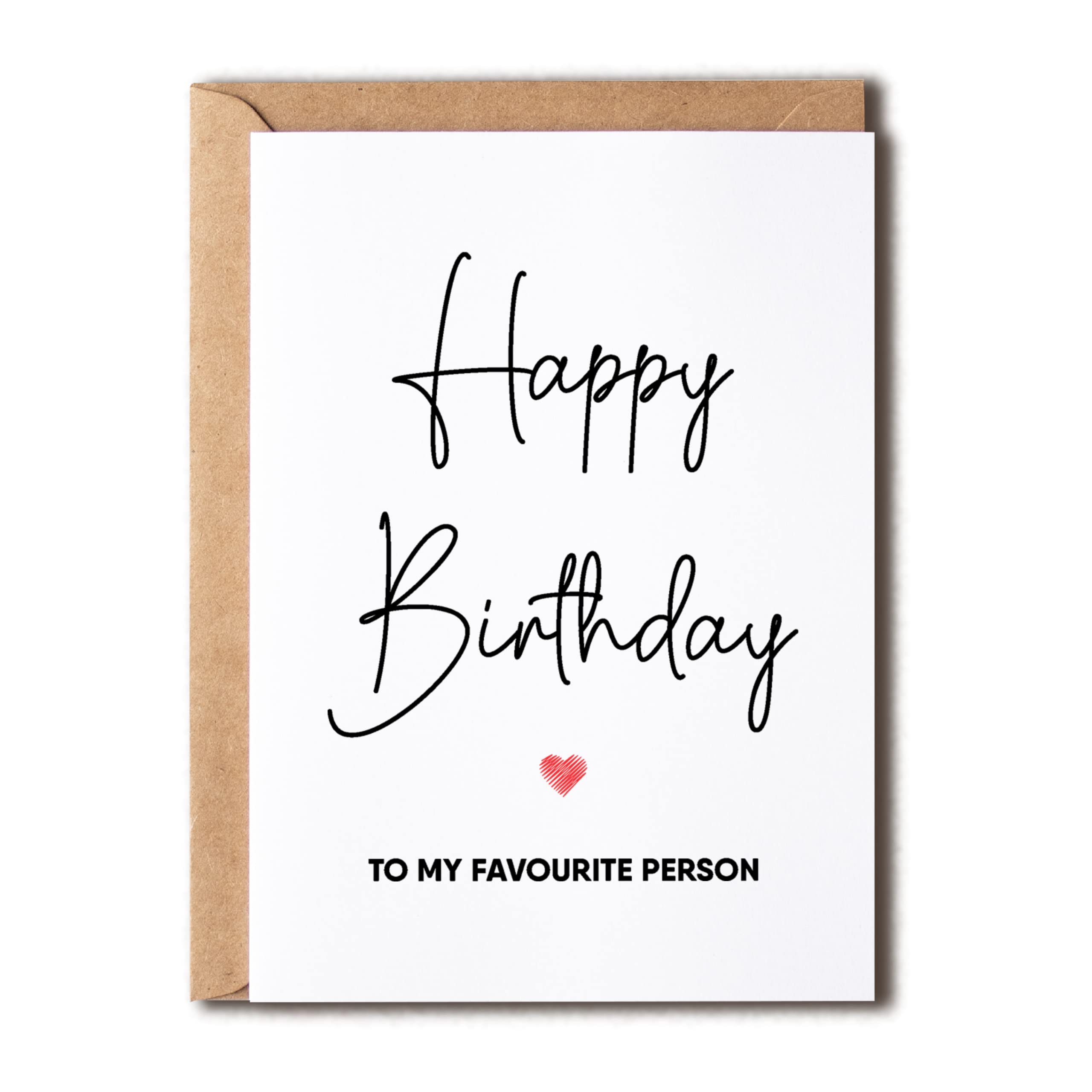 OystersPearl Happy Birthday To My Favourite Person - Birthday Card - Romantic Birthday Card - Valentine Card - Birthday Card - I Love You Card