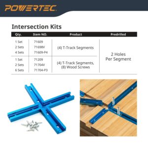 POWERTEC 71118-P3, 24 Inch Double-Cut Profile Universal T-Track with Predrilled Mounting Holes, for Woodworking Jigs and Fixtures, Drill Press Table, Router Table, Workbench, 6 Count, Pack of 1