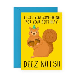 central 23 funny birthday cards for men women - deez nutz! - friend birthday card female - gag jokes humor gifts for him her - comes with fun stickers