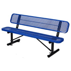 sundaly 6 feet heavy duty metal park bench with back for outside, outdoor bench with portable frame