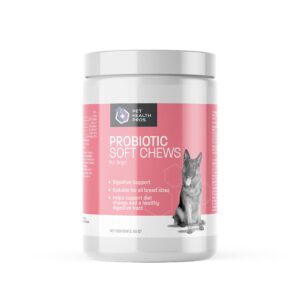 pet health pros advanced probiotics for dogs - probiotic soft chew for upset stomach, diarrhea & constipation relief - promotes happy gut, happy dog - 60 ct