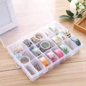 FICJEAD 2Pack 12 Grids Craft Organizers and Storage Bead Organizer Tackle Box Organizer with Adjustable Divider, Plastic, Clear