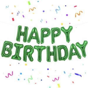 katchon, green happy birthday balloons - 16 inch | green happy birthday banner, green birthday sign | jungle party decorations | green happy birthday sign for emerald green birthday decorations women