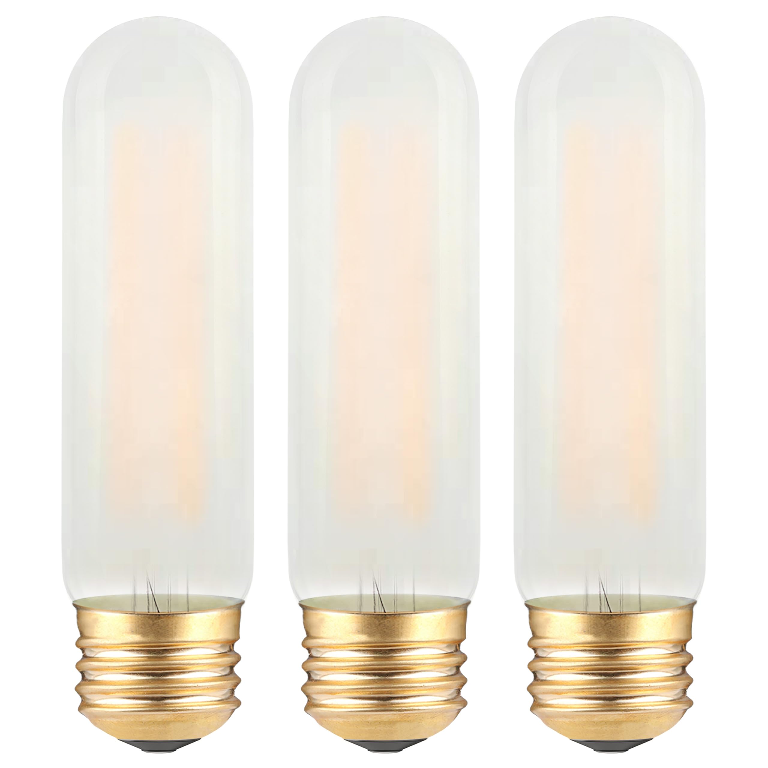 T10 LED Frosted Bulb- Dimmable E26 LED Tube Bulbs 40W Equivalent- 2700K Soft Warm- 4W Vintage Tubular Edison Light Bulbs for Chandelier, Cabinet, Desk/Piano Lamp, Mason Jars, Bathroom Vanity- 3 Count