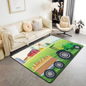 tractor area rug 3'x5' cartoon farm equipment trucks rugs mat for green construction car living room bedroom decor harvester tractor carpet non slip area runner rug