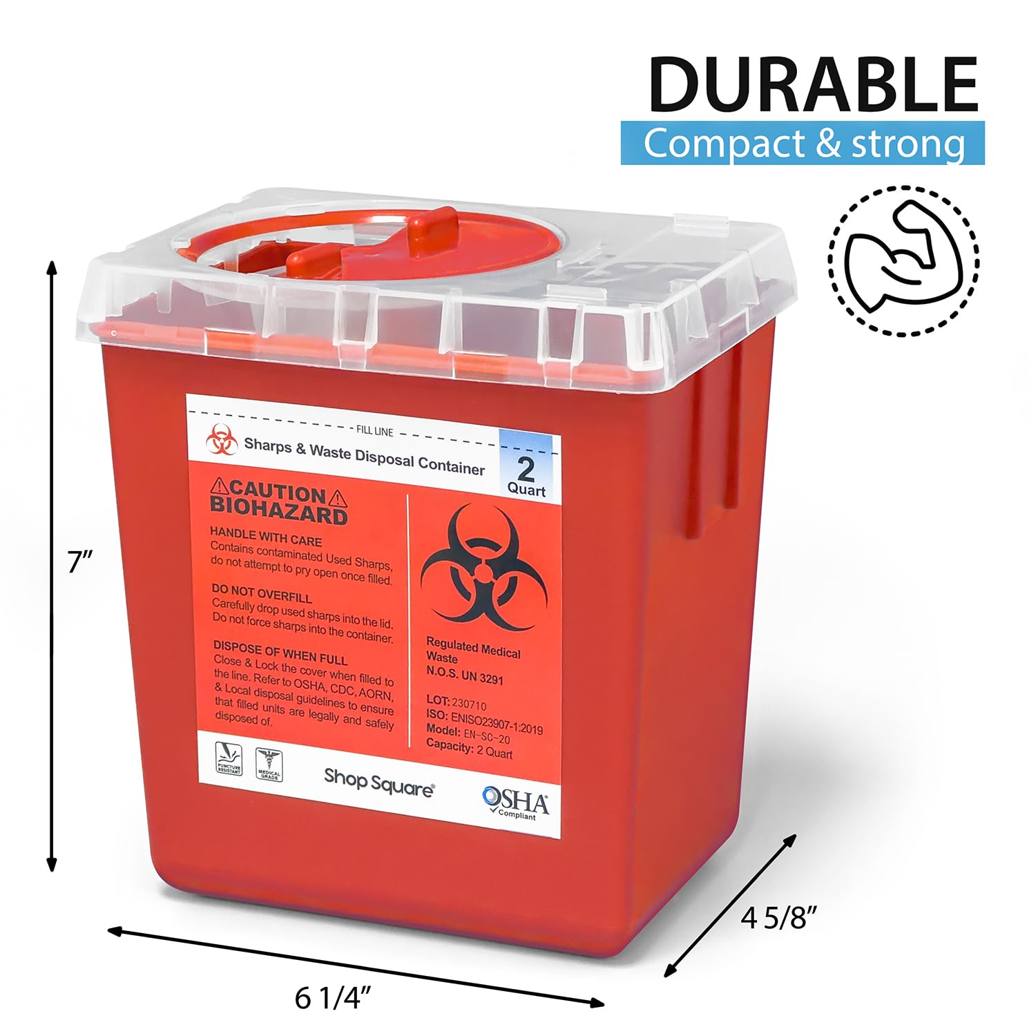 Sharps Containers for Home and Professional Use, 2 Quart Needle Disposal Containers, Syringe Disposal Container Home, Biohazard Containers, Small Sharps Container