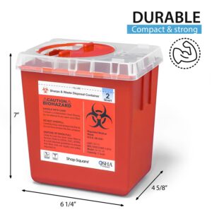 Sharps Containers for Home and Professional Use, 2 Quart Needle Disposal Containers (3 Pack) Syringe Disposal Container Home, Biohazard Containers, Small Sharps Container