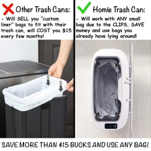 Homie Automatic, Smart Trash Can 3.2 Gallon with Touchless Motion Sensor and Anti - Bag Slip Lid, Use as Mini Garbage Basket, Slim Dust Bin, or Decor in Bathroom, Restroom, Kitchen (Shiny White)