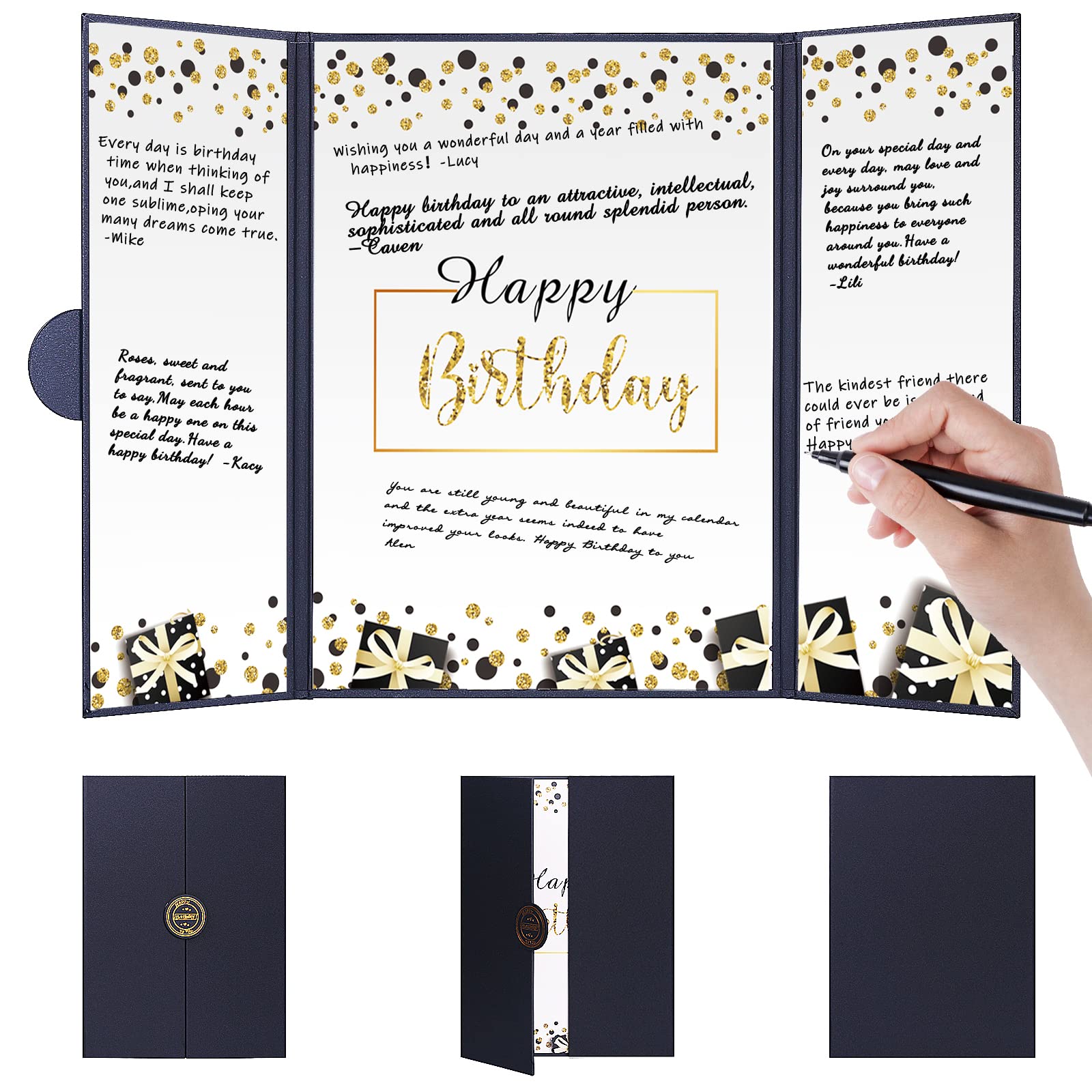 Idealmuzik Birthday Guest Book Alternative Decorations for Men Women,Party Signature Certificate,Happy Birthday Decorations,Birthday Party Supplies Gift Sign