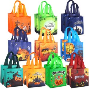 aviski 20pcs halloween trick or treat bags, small halloween tote bags with handles, gift bags, multifunctional non-woven halloween bags for gifts wrapping, halloween party supplies