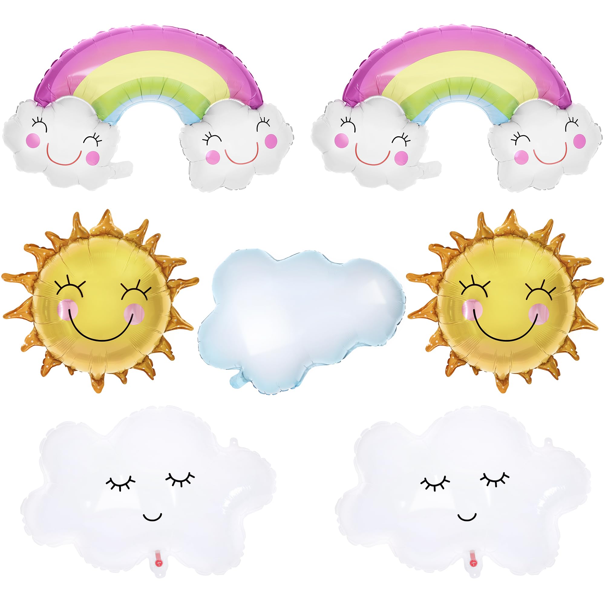 KatchOn, Rainbow 31-inch Balloon Set - Pack of 7, Includes Sun & Cloud Mylar Balloons for Canticos Birthday Decorations