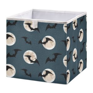 joisal halloween bats and moon 11x11 cube storage bins, fabric open home storage bins with full print and handle storage bin, box shelves cube storage