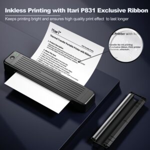 Itari Portable Printer, Wireless Printers for Home use, 300DPI Bluetooth Printer for Printer Paper 8.5 x 11 White, Thermal Transfer Printer Compatible With Laptop、iphone、Smartphone for Car、Office、Home