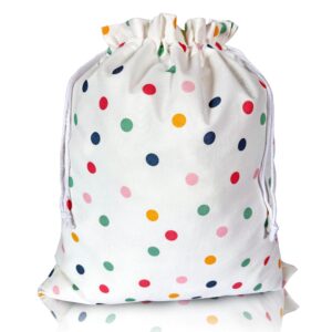 gather & knot drawstring gift bags | 22" extra large | happy birthday | gender neutral reusable fabric wrap for adult or girl boy kids bday| dots