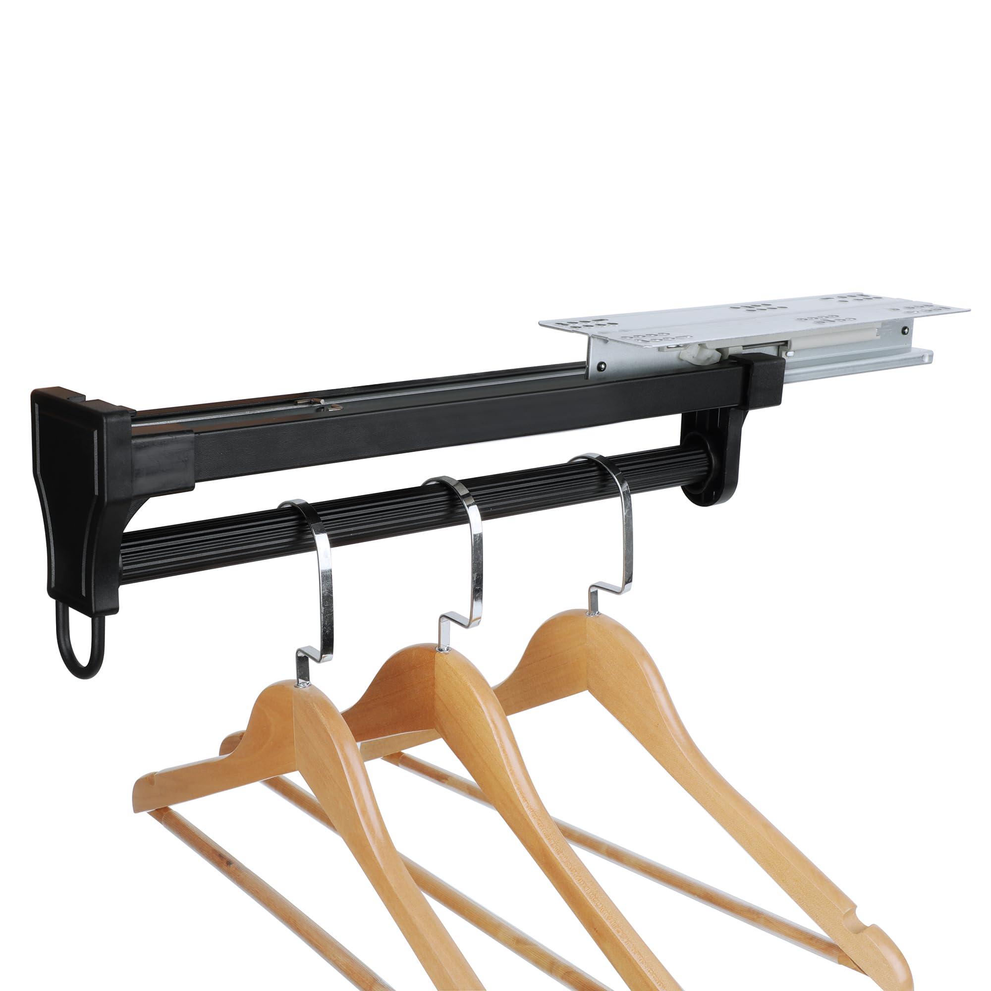 Alise Pull Out Clothes Hanger Rack for Closet,Heavy Duty Closet Rod with Automatic Soft-Close Mechanism for Closets,16 inch Closet Pull Out Metal Rod Organizer Hangers for Coats Pants Hangers,Black