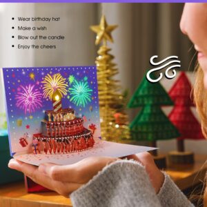 Ytanhr Birthday Cards, 3D Pop Up Birthday Card with Happy Birthday Song and Lights, Funny Gift Card Birthday, Unique Birthday Gifts for Women Men Kids (All Ages, Firework Effect)